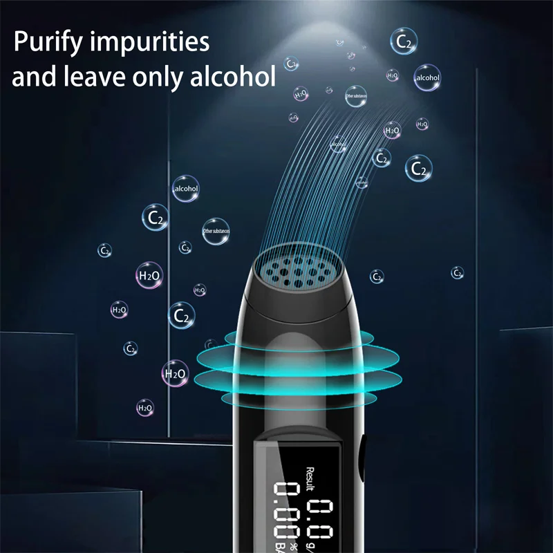 Portable Vehicle Mounted Alcohol Tester Wine Checking Drive Air Blowing Detector Charging High Precision Digital Display