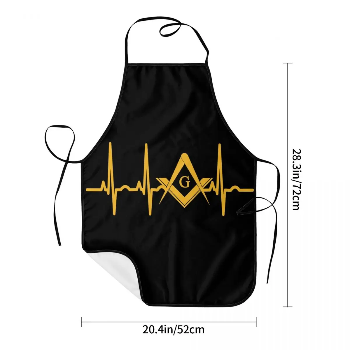 Custom Unisex Heartbeat Freemason Bib Apron Adult Women Men Chef Tablier Cuisine for Cooking Kitchen Masonic Mason Gardening