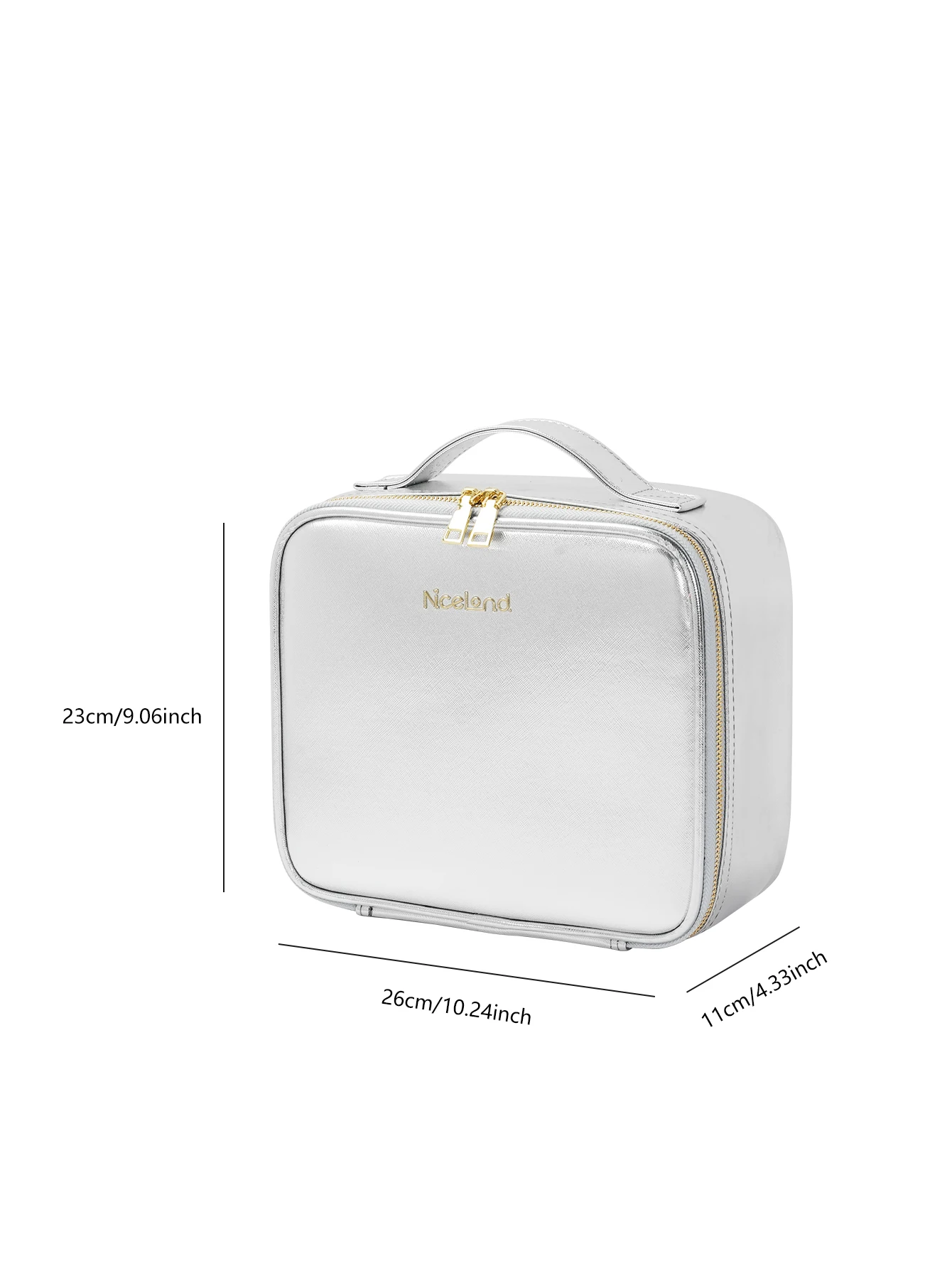 Custodia per il trucco con specchio illuminato progettata con divisori Organizer per treno per trucco impermeabile con 3 custodia a luminosità