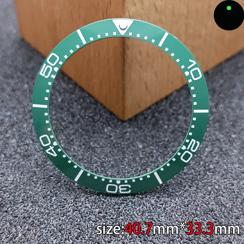 틸트 40.7mm * 33.3mm 세라믹발광 베젤다이빙 시계 인서트 적합한 남성용 시계 교체 시계