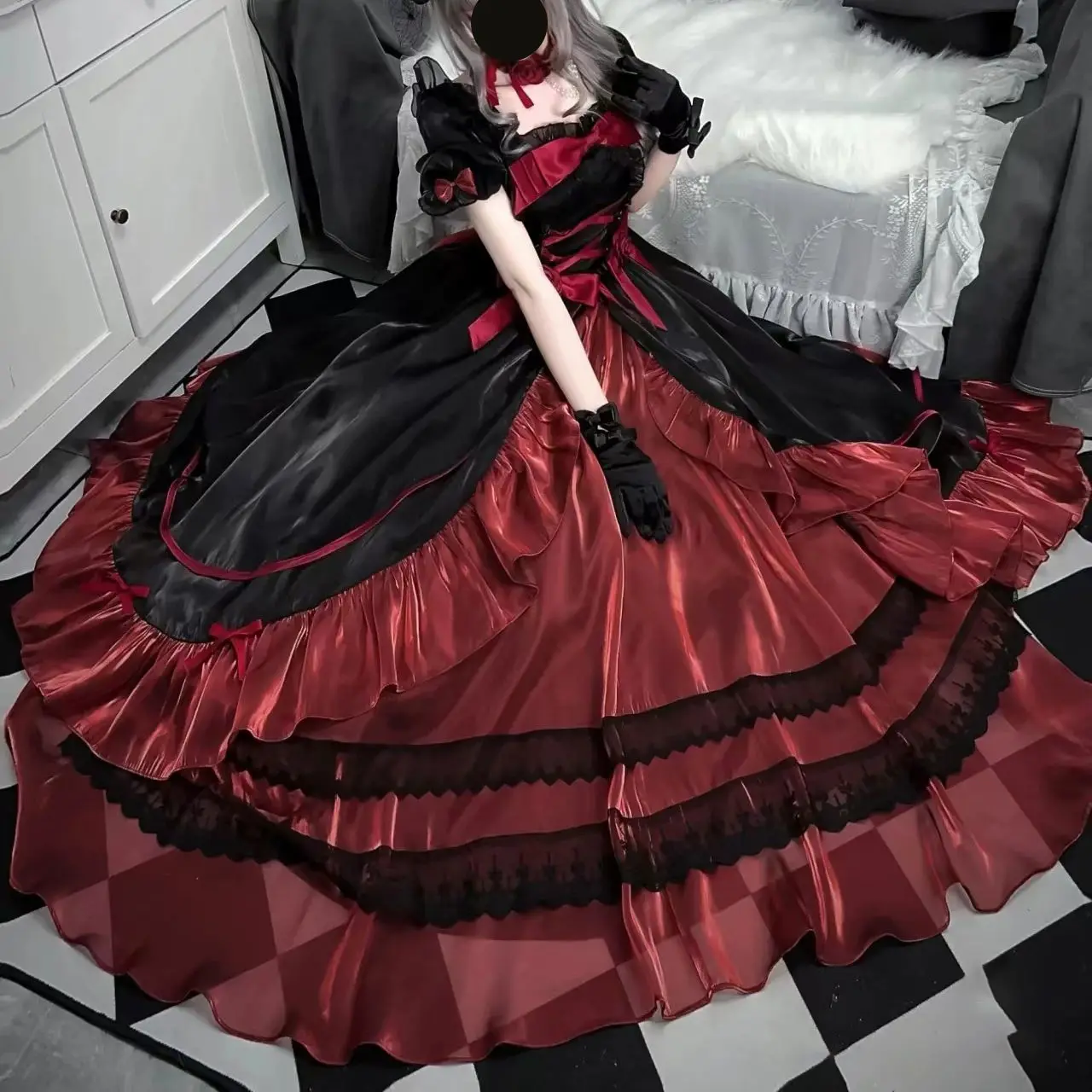 Coalfell Flight Diary Dark Gothic Lolita Big Long Dresses Flower Wedding Princess Birthday Dress Adult Gift Evening Dress