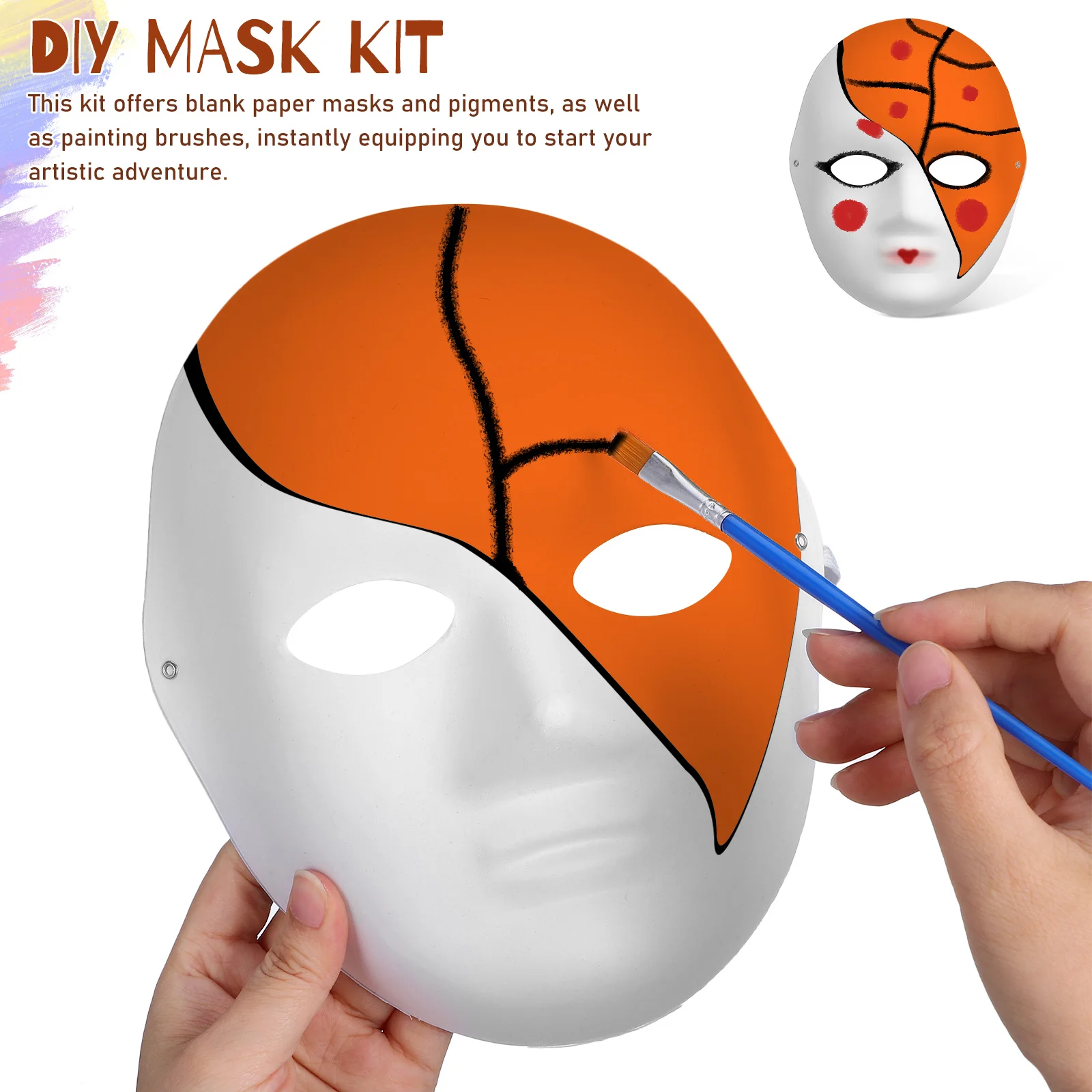 

1 Set Diy Mask Kit Blank Paper Masks For Painting Craft Activity Kids Adult Art Supplies Masquerade Party Halloween Costume