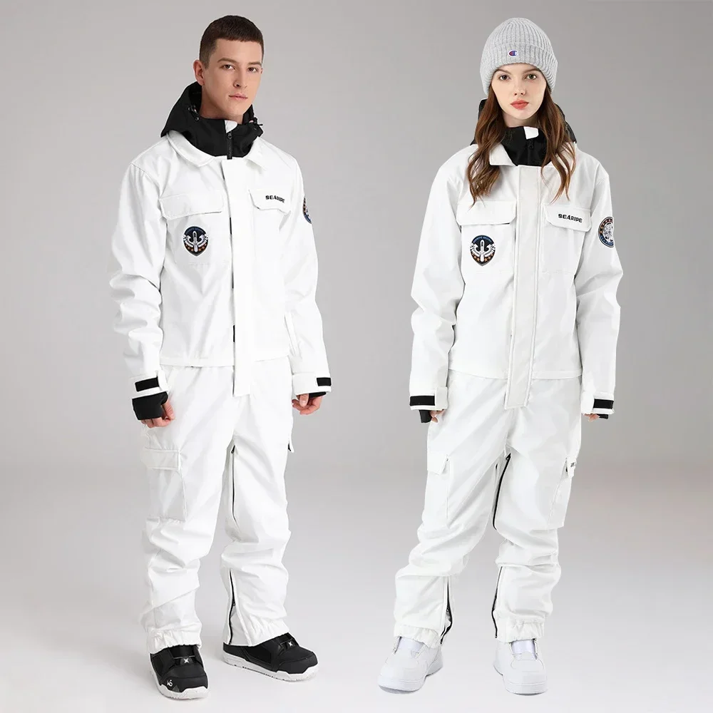 Sports Hooded Women One Piece Snowsuit Waterproof Men Snowboard Jumpsuits Mountain Coterminous Skiing Overall Alpine Tracksuit