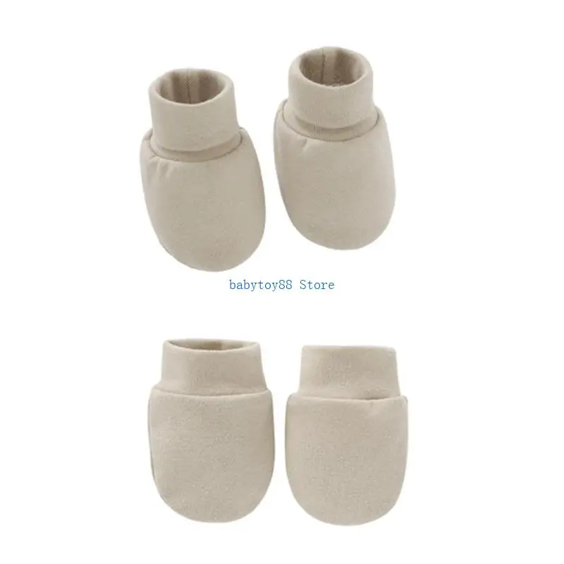 

Y4UD Anti Scratching Gloves Foot Covers Face for Protection Soft Cotton Hands Foots Ankle Socks for 0-12 Months Baby Handguar