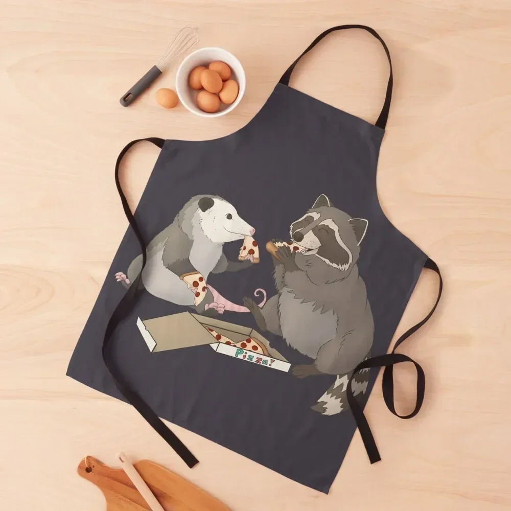 Possum and Raccoon eating pizza Apron For Men Woman Kitchen kitchen clothes Apron