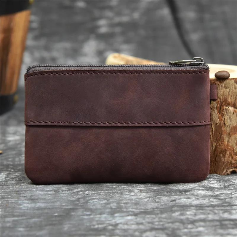 Little Dompet Koin ของแท้หนังผู้ชายผู้หญิงกระเป๋าสตางค์กระเป๋าสตางค์ Vintage หนังแท้ Rfid กระเป๋าเก็บบัตรกระเป๋าสตางค์บางชายหญิง