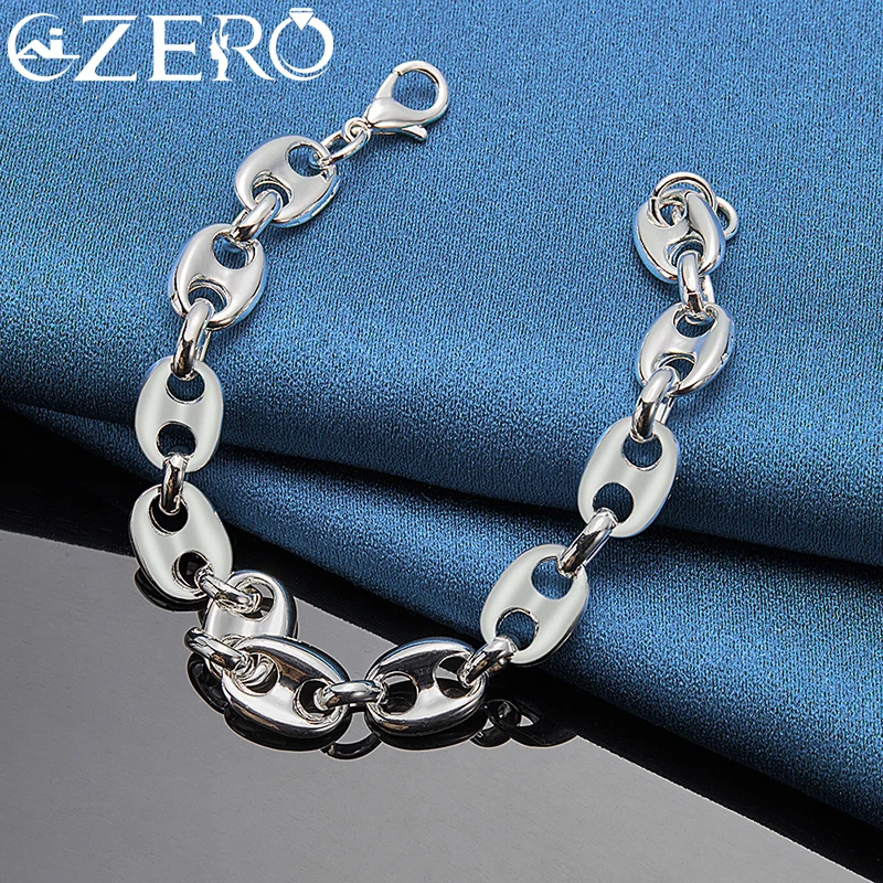 ALIZERO 925 Sterling Silver Pig Nose Chain Bracelet For Women Men Charm Wedding Engagement Party Fashion Jewelry Gifts