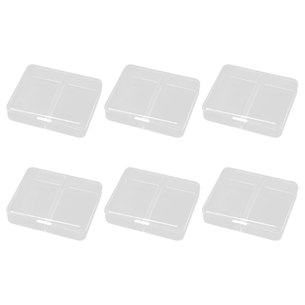 6Pcs Plastic Case Rectangular Jewelry Box Transparent Storage Case Earrings Container Box with Cover