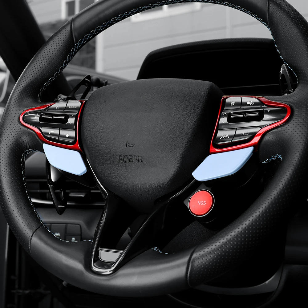 Carbonfaser-Stil Lenkradrahmenabdeckung Zierleiste Innenraumzubehör LHD/RHD für Hyundai Veloster N 2019-2023 Kona N I30N – Detail 11