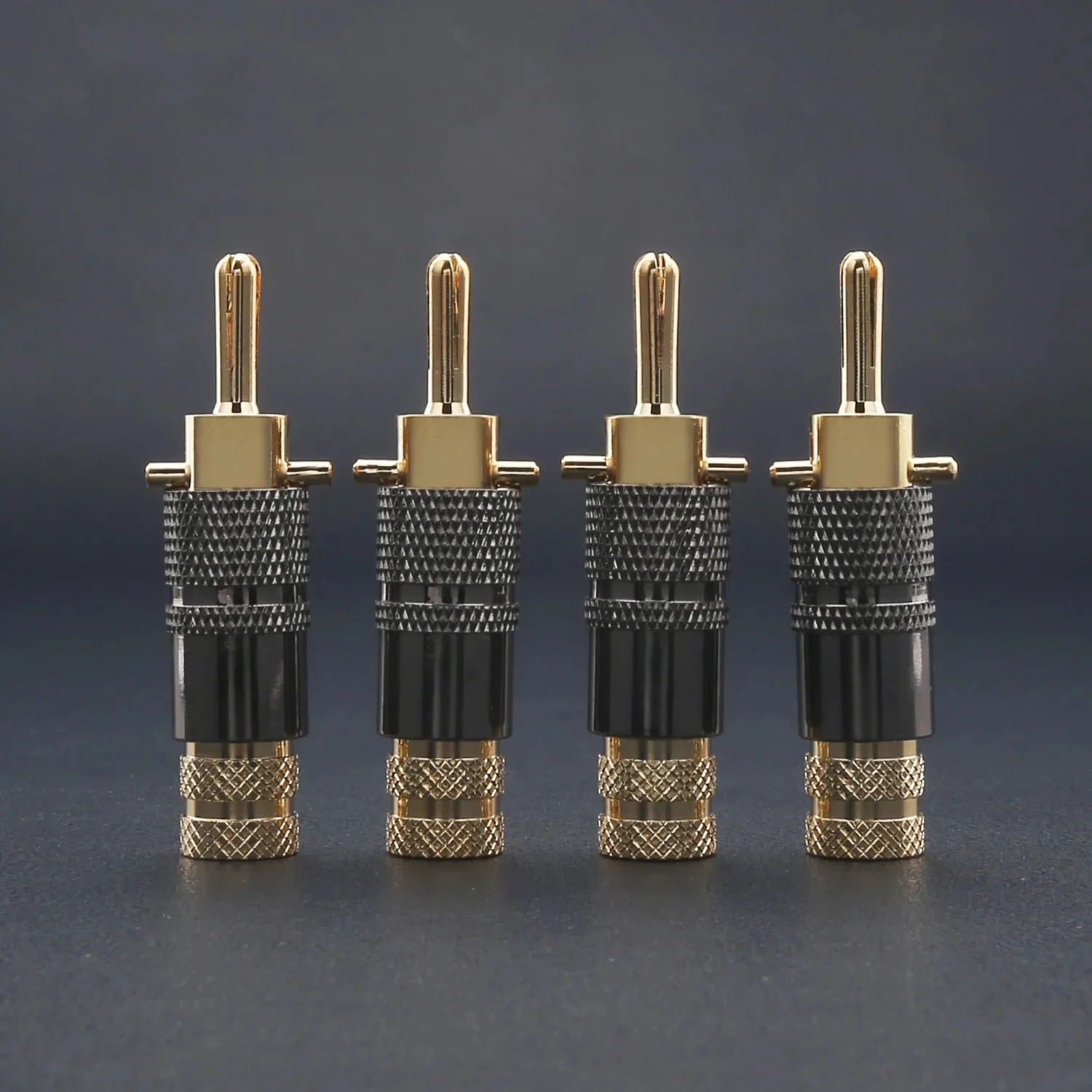 Audiocrast 4/8pcs Locking Banana Plug 24K Gold Plated Brass Dual Screw No Solder Speaker Cable Connector For Amplifier HiFi DIY