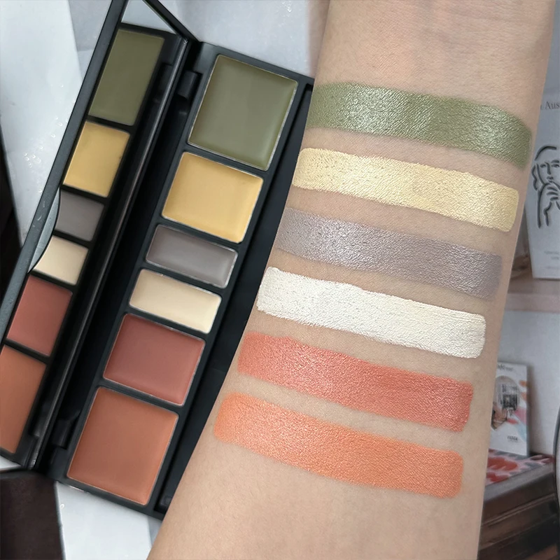 6색 매트 호스 컨실러 팔레트, 다크서클을 커버할 수 있는 얼굴 복구 영양 파운데이션 파티 데일리 스테이지용