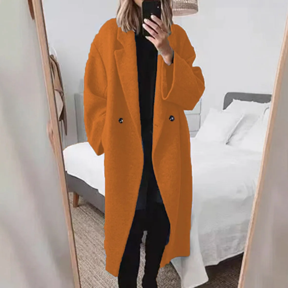 Langer Trenchcoat für Damen, Wolloberbekleidung, Frühling-Sommer-Mantel, Lange Jacke, Trenchcoats
