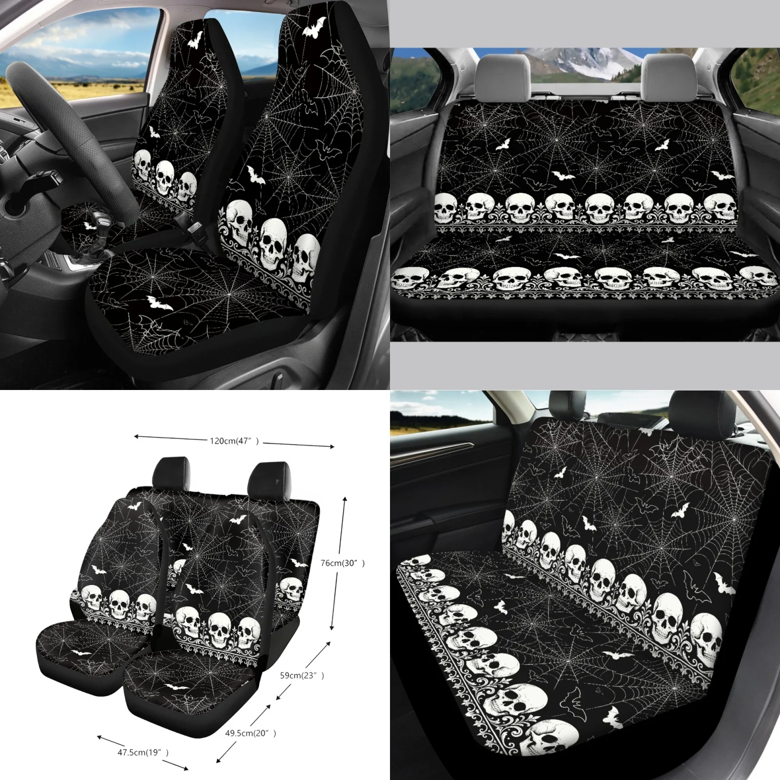 Coloranimal Web Pattern 15 PCS Auto Seat Cover Kit Light Dust-Proof Front Back Seat Covers Suitable for SUV Automotive