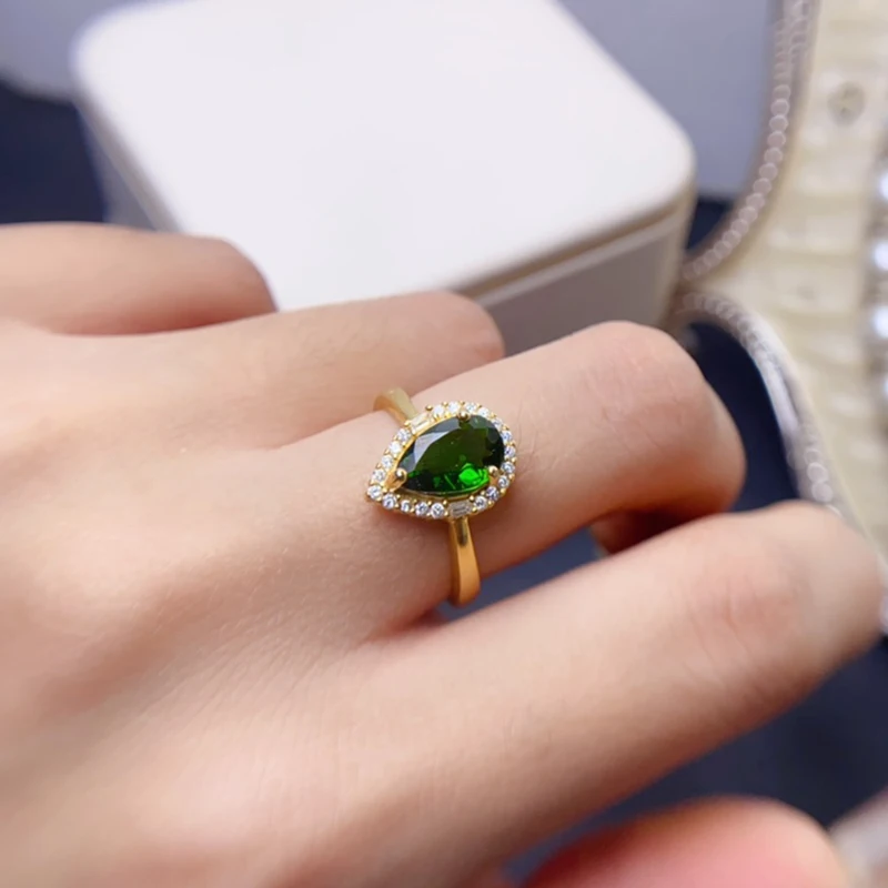 Natural Diopside rings for women silver 925 jewelry luxury gem stones 18k gold plated free shiping items Party Gift