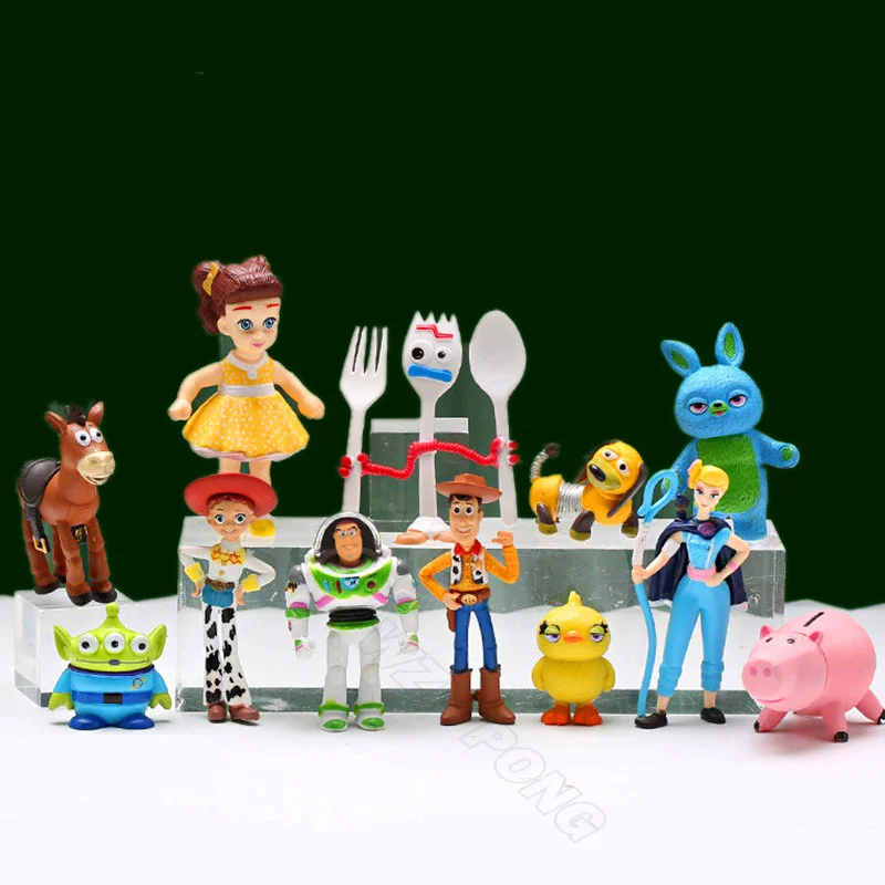 Disney 12 pz/set Toy Story 4 Woody Jessie Buzz Lightyear Bullseye Forky Ducky Bunny PVC figure Toys