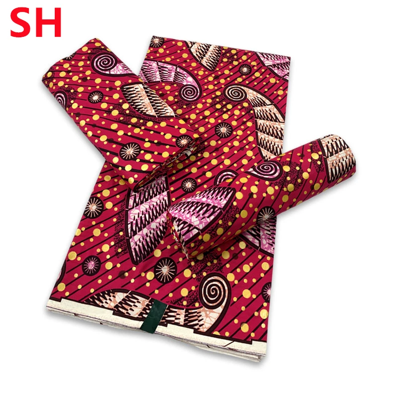 2024 Newest African Grand Glam Glitter Golden Wax Fabrics Soft 100% Cotton Ankara Tissu Wax Sewing for Party Dress Y426-1