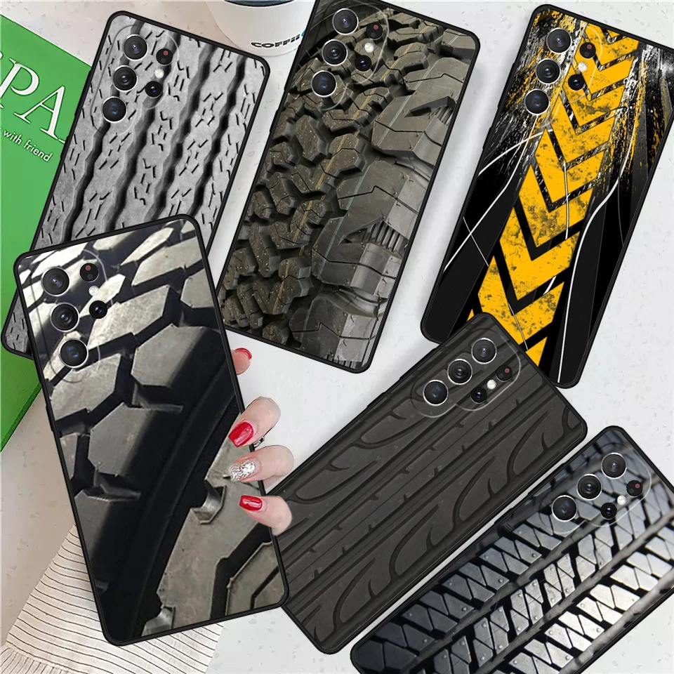 Tire Tread Pattern For Samsung Galaxy S24 Ultra S21 S22 S8 S9 S10 5G Note 10 20 Plus FE S23 Phone case Cover Coque