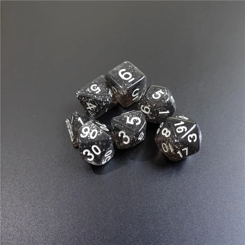 7pcs 1 Set Of Transparent Flash Dice Brand New Acrylic Set D4 D6 D8 D10 D12 D20 Sided Dice Combination TRPG Dragon Board Games