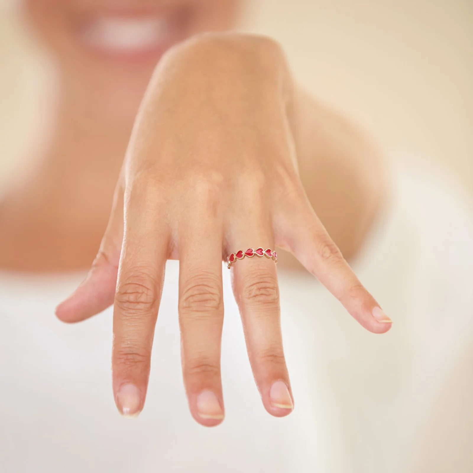 1Pcs Romantic Love Heart Ring Stylish Alloy Finger Jewelry Creative Decorative Ring for Birthday Christmas Gift