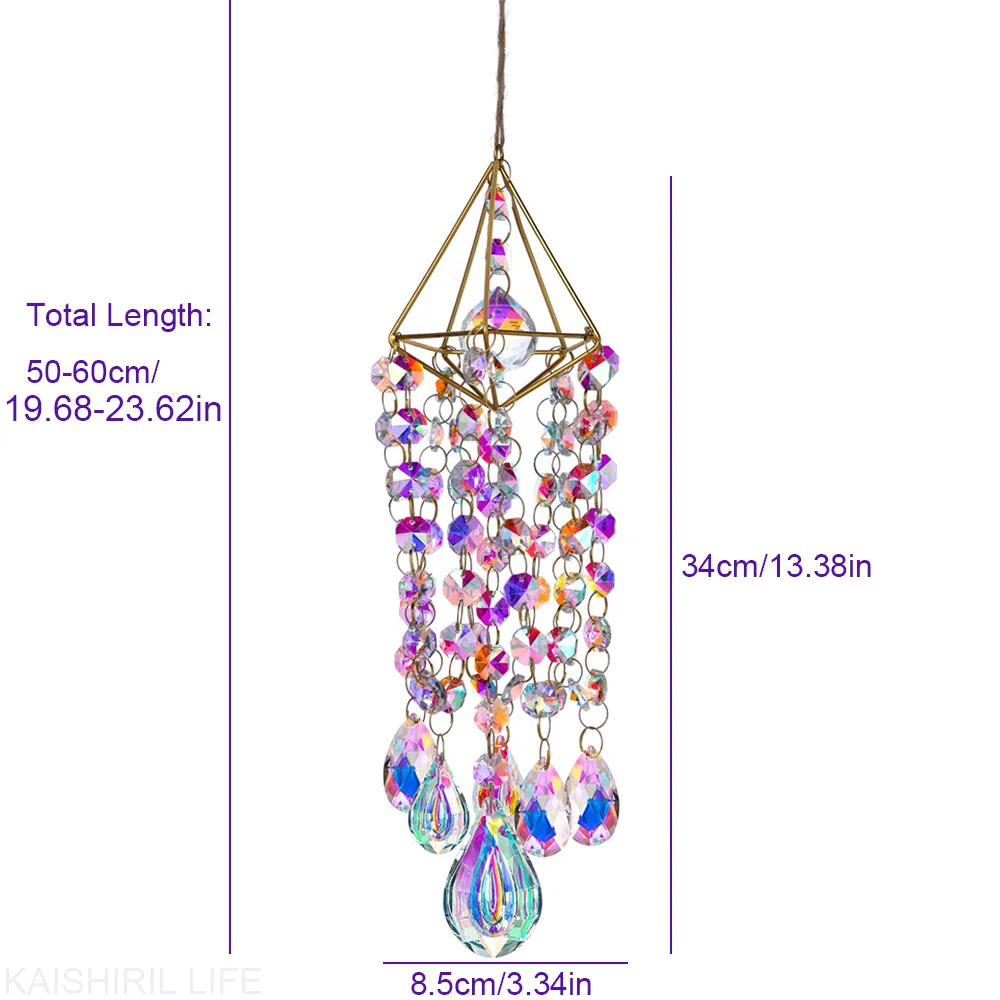 الكريستال sunالماسك للزينة حديقة المنشور ، معلقة الرياح الرنين ، صانع قوس قزح ، الزجاج المنشور الزينة ، 50 سنتيمتر
