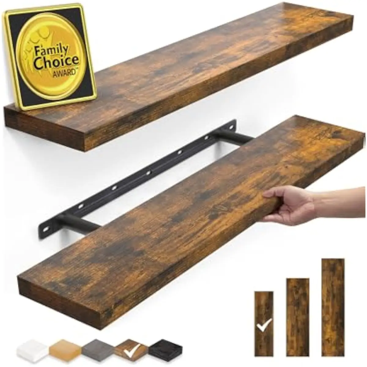Floating Wall Shelves Pair 22.5 Inch Rectangular Engineered Wood Units for Bathroom Bedroom Kitchen Living Room Office Dorm Dini