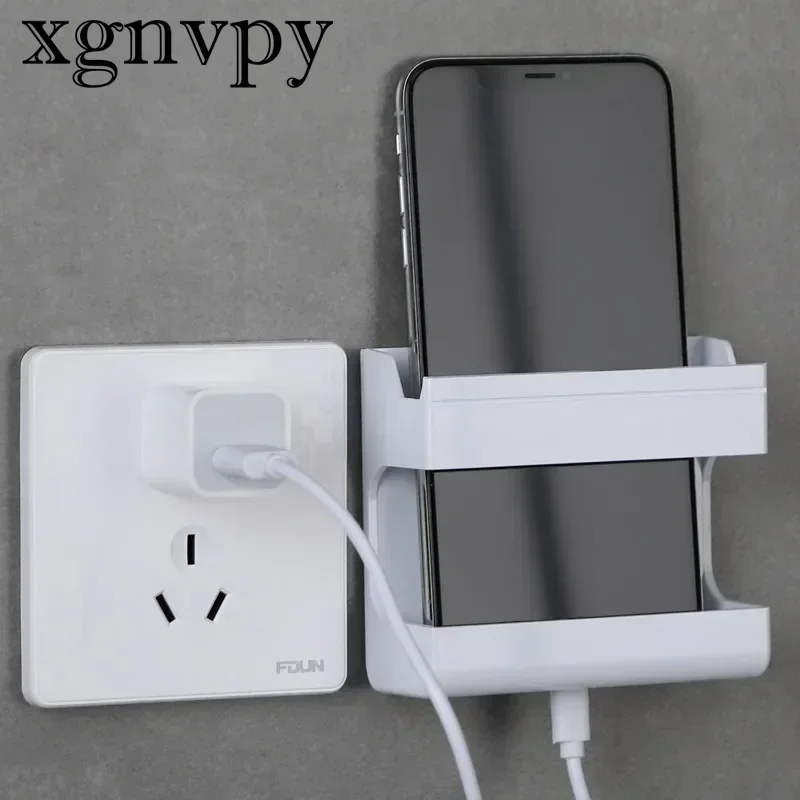 Xgnvpy Wall Hanging Paste Mobile Phone Charging Stand Remote Control Storage Box Put Mobile Phone Watching Multi-function Box