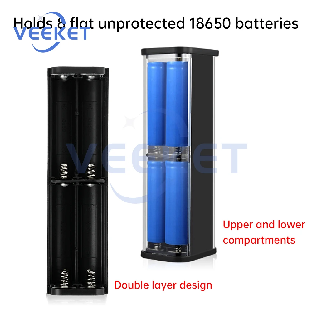 Mecha style DIY 18650 Battery Storage Box 8 Cells 18650 Battery Power Bank Case Fast Charging Mobile Power Kits