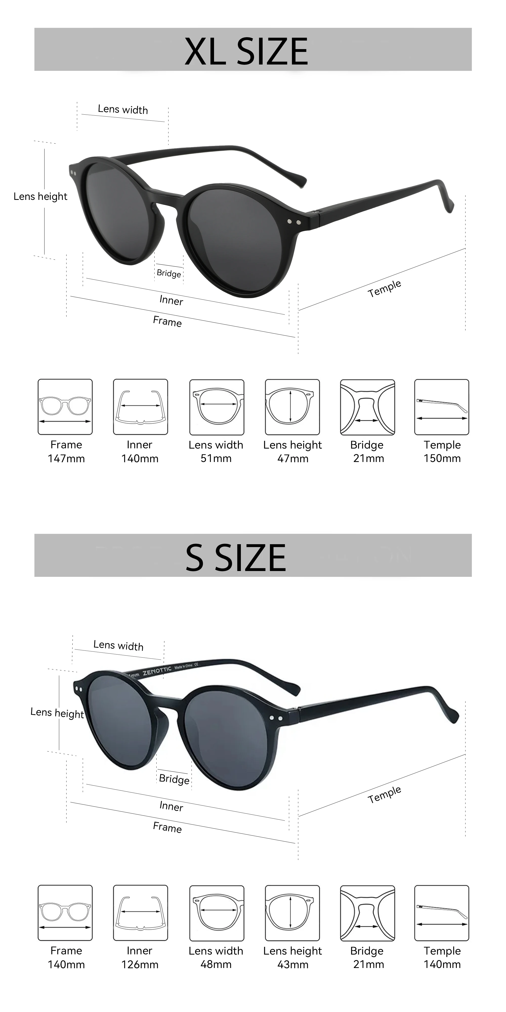 ZENOTTIC Retro Round Polarized Prescription Sunglasses for Men Women Circular Myopia Glasses Progressive Optical Sun Glasses