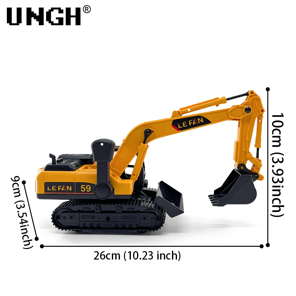 UNGH 1:26 Simulation Diecast Drill Excavator Crane Car Models Inertial Truck for Children Kids Boy Engineering Vehicle Toys Game