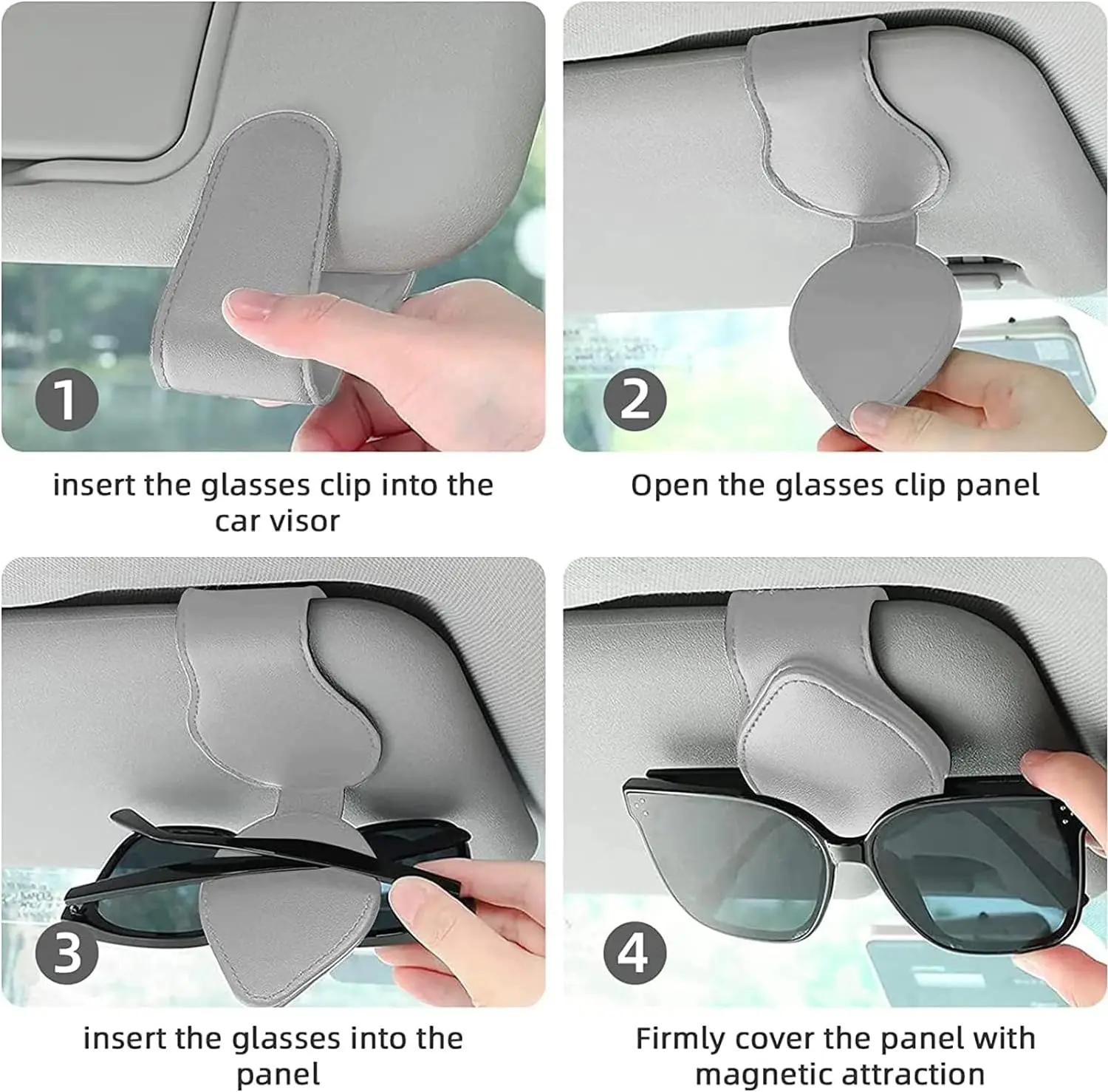 1Pc Magnetic Leather Sunglass Holder Eyeglass Hanger Clip for Car Sun Visor Glasses Storage Clip Mount Auto Interior Accessories