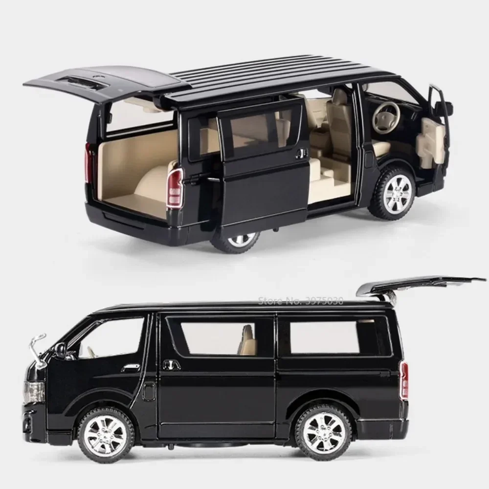 1:32 Toyota Hiace MPV Zinc Alloy Car Model Toys Diecast Van Simulated Business Vehicles Light Sound Toys For Boys Birthday Gifts