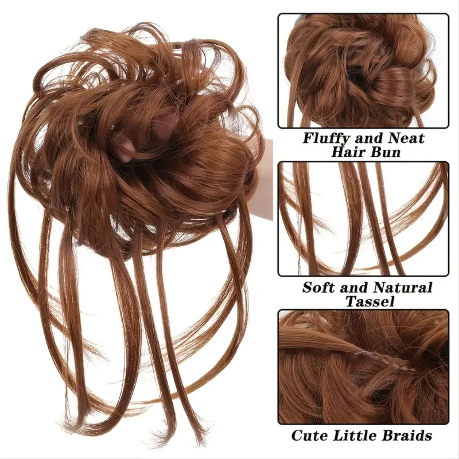 Extra Long and Perfectly Tousled Messy Bun Hairpiece Extensions for Women and Girls - Elastic Band Hair Wrap Ponytail Scrunchies