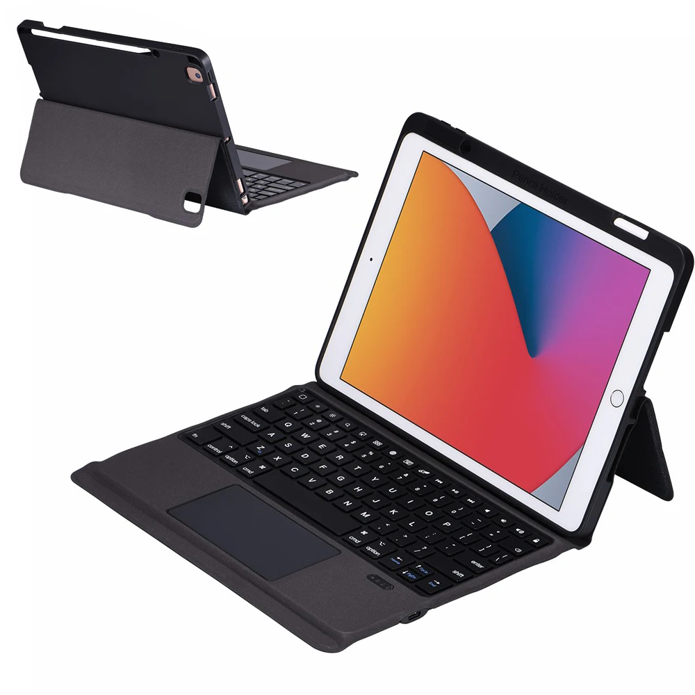 

Integrated Bluetooth-compatible Keyboard Cover PU Leather Case for iPad 10.2 (2021)/(2020)/(2019)/iPad Air 10.5 inch (2019)