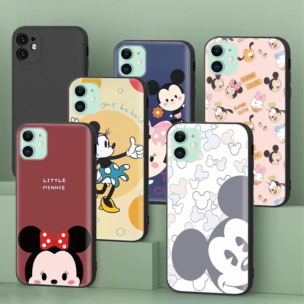 Casing pelindung hitam untuk Samsung A05 A05S A15 S24 FE Plus Ultra A24 A25 A35 A55 5G Mickey Mouse