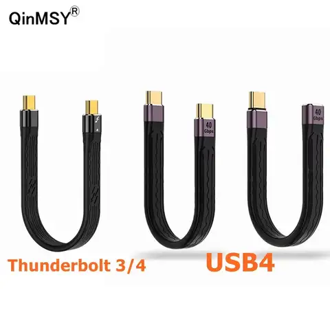 Thunderbolt 4 3 유형 C - USB4 40Gbps Macbook Pro용 고속 USB C 빠른 충전 데이터 케이블 FPC 소프트 8K 60Hz PD 100W 5A 짧은 케이블