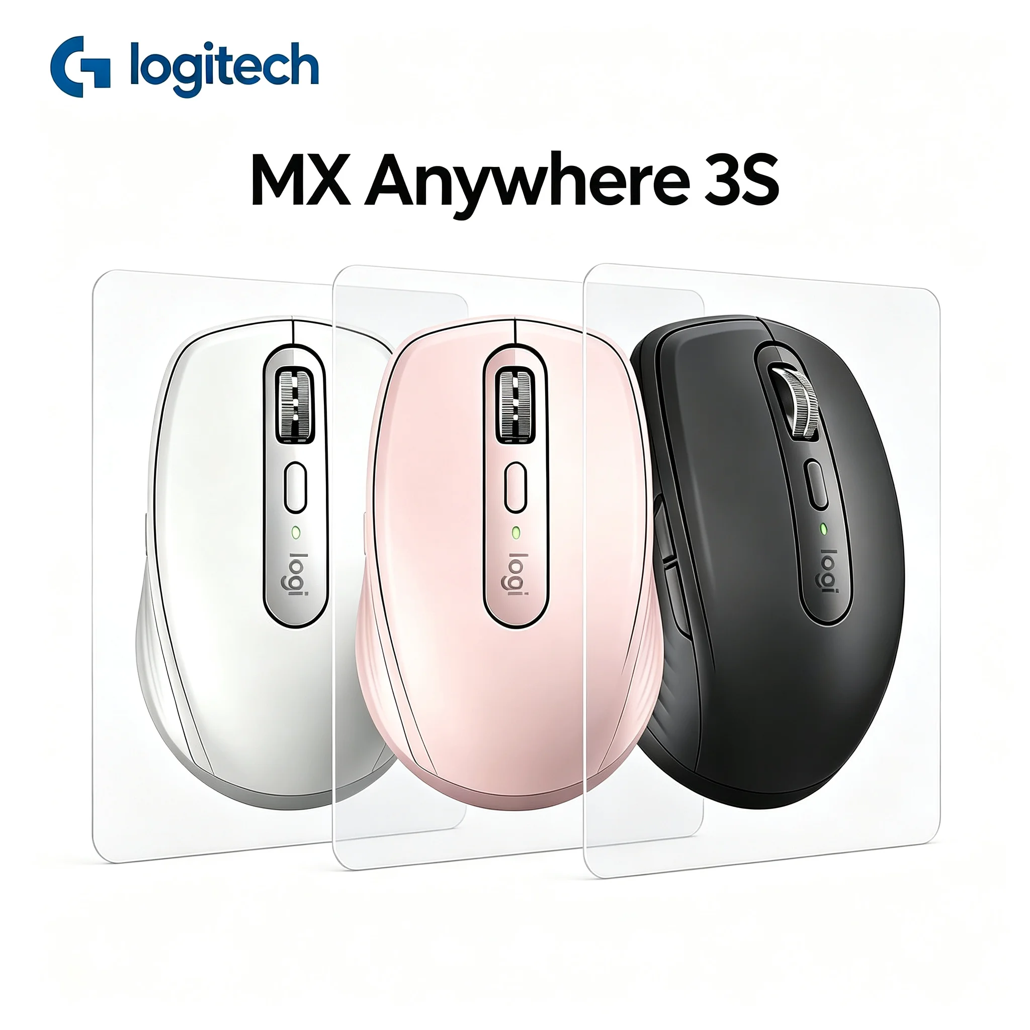 Logitech MX Anywhere 3S Wireless Rechargeable Office Mouse, Silent Click, Cross-Computer File Transfer Support