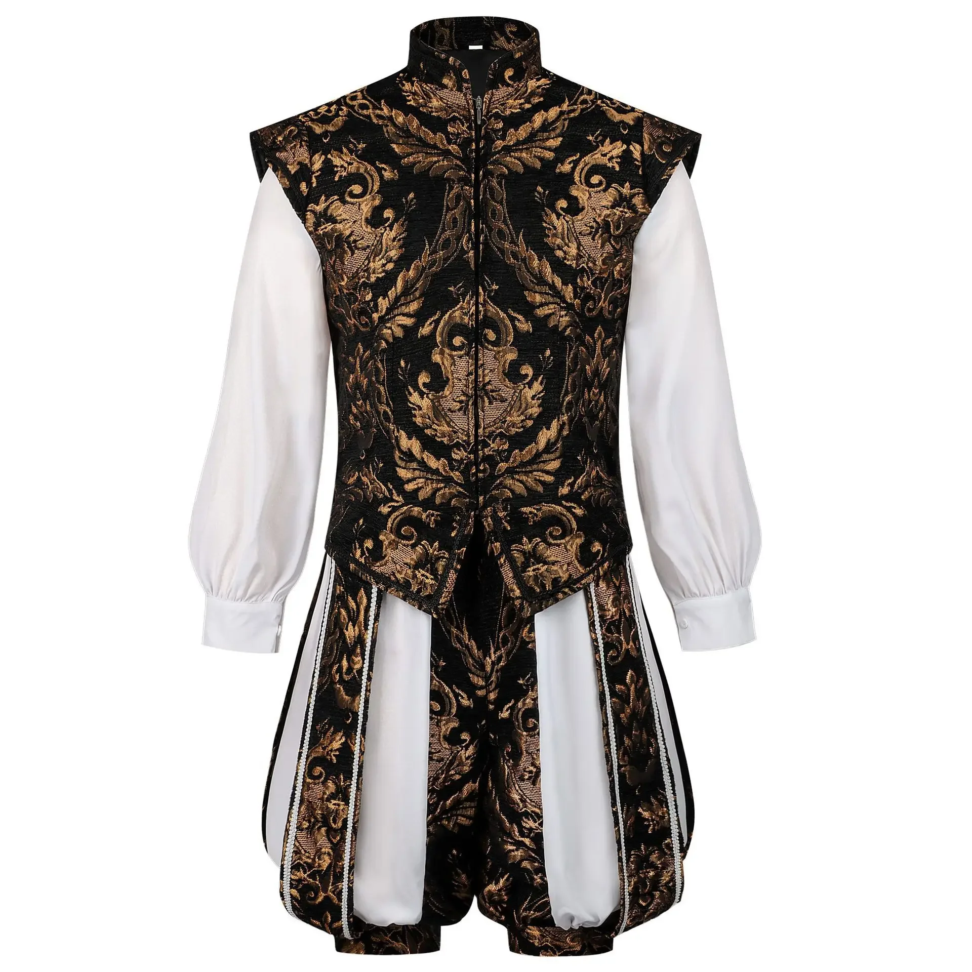 

Halloween Medieval England King Renaissance men's Elizabethan Prince Tudors dynasty Henry 8th Cosplay Vest and Pumpkin Pants Set