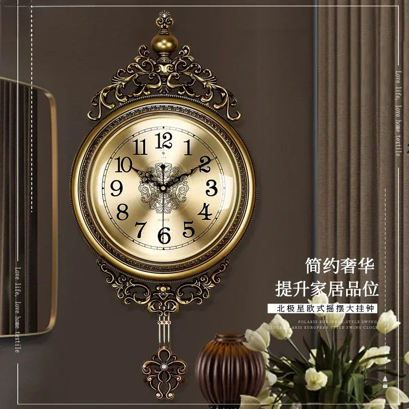 Home Decor Modern Pendulum Wall Clock Vintage Round Wall Clock Quartz Silent Metal Wall Clock Nordic Design Duvar Saati