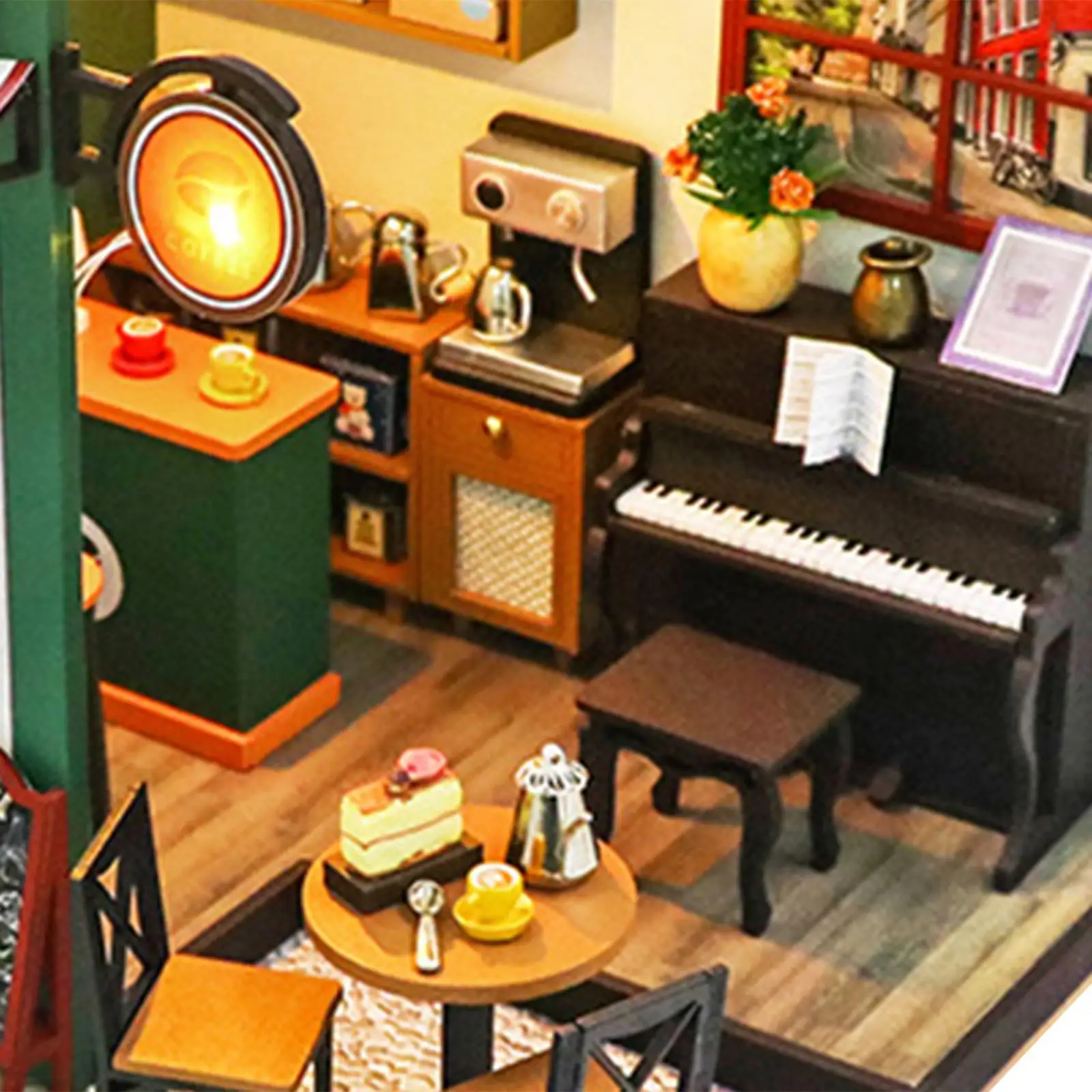 Coffee Shop and Accessories Handmade Decoration Miniature Doll House Kit for Teens Valentine's Day Kids Adults Friend Mother