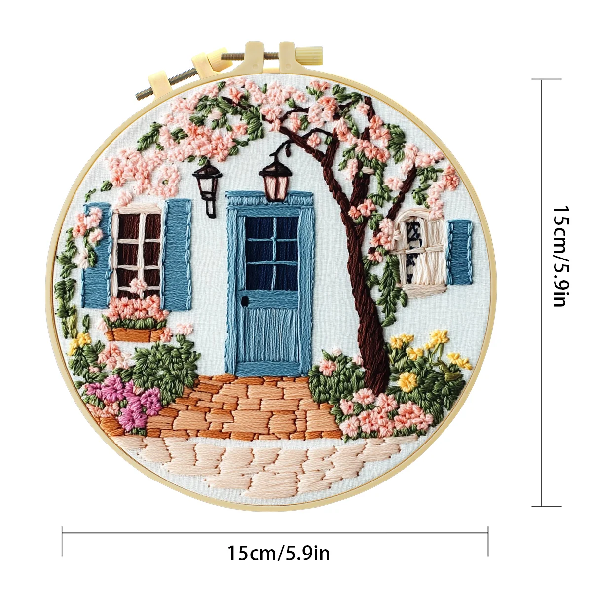 1 Stück 15X15CM/6,3 Zoll Das Schauspiel vor der Tür Stickerei Starter-Kit DIY-Set Handarbeits-Malerei Heim-Deko-Set für Anfänger – Detail 6