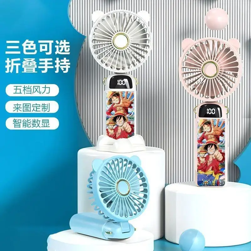 

One Piece Children's Small Fan with Light Sound and Bottom Noise Usb Charging Handheld Foldable Cool and Cool Summer Resort Item
