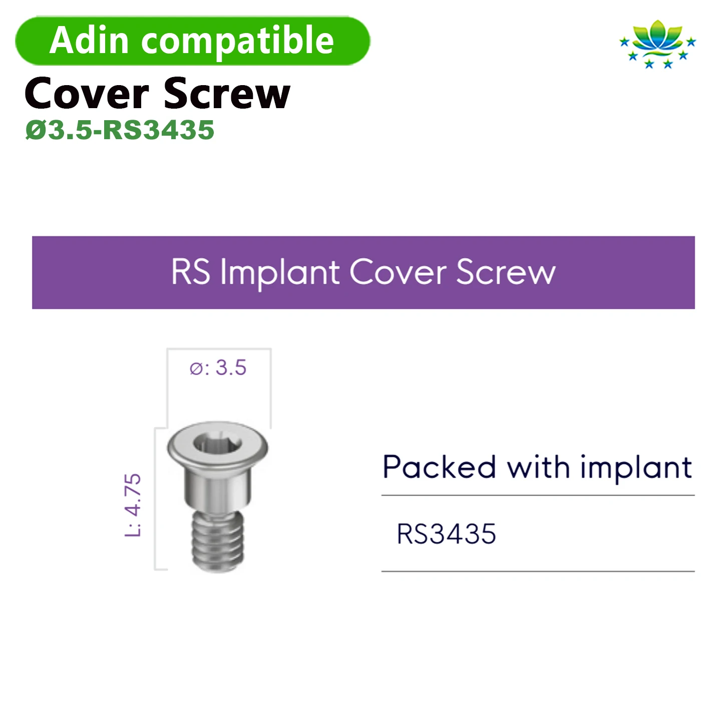 Cover Screw Healing Cap for Adin System Internal Hex Grade 5 Titanium Prosthetic Component for Oral Surgery Bone Level Parts OEM