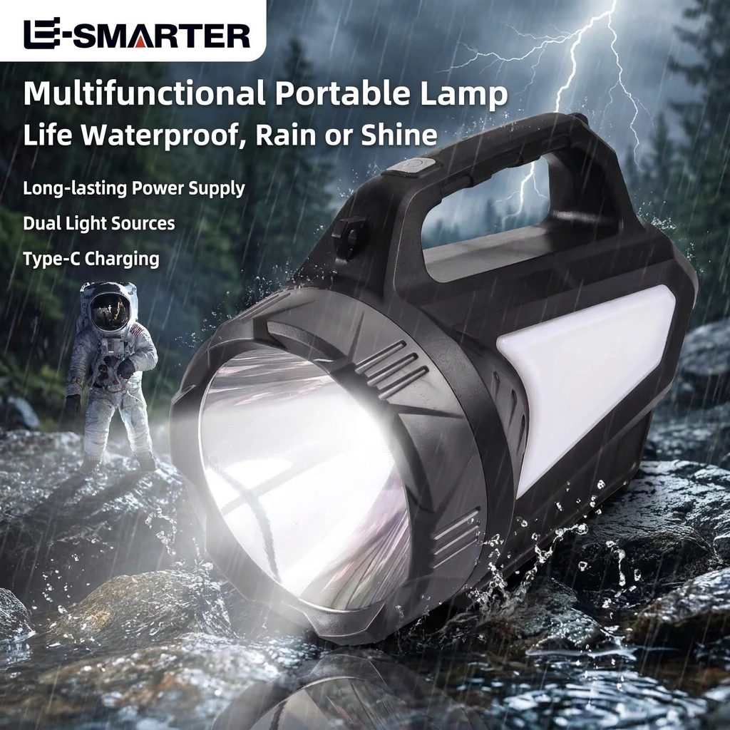 Outdoor Searchlight Rechargeable Super Bright High-Intensity Lantern Built with Large Capacity Battery for Night Patrol