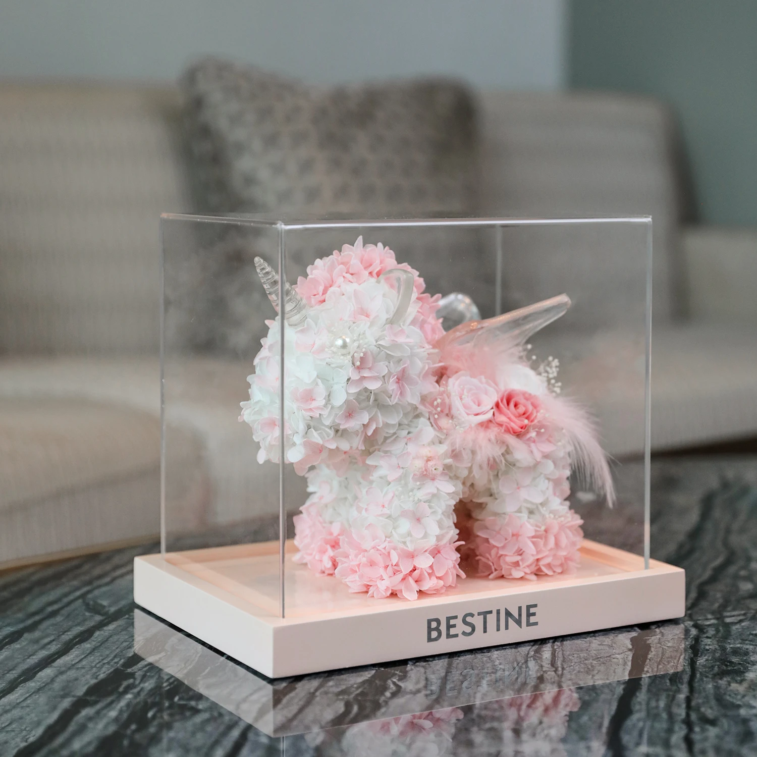 Eternal Flower Hydrangea Rose unicorn flower box Unicorn Real preserved flower unicorn In Acrylic Birthday holidays Gift Sets