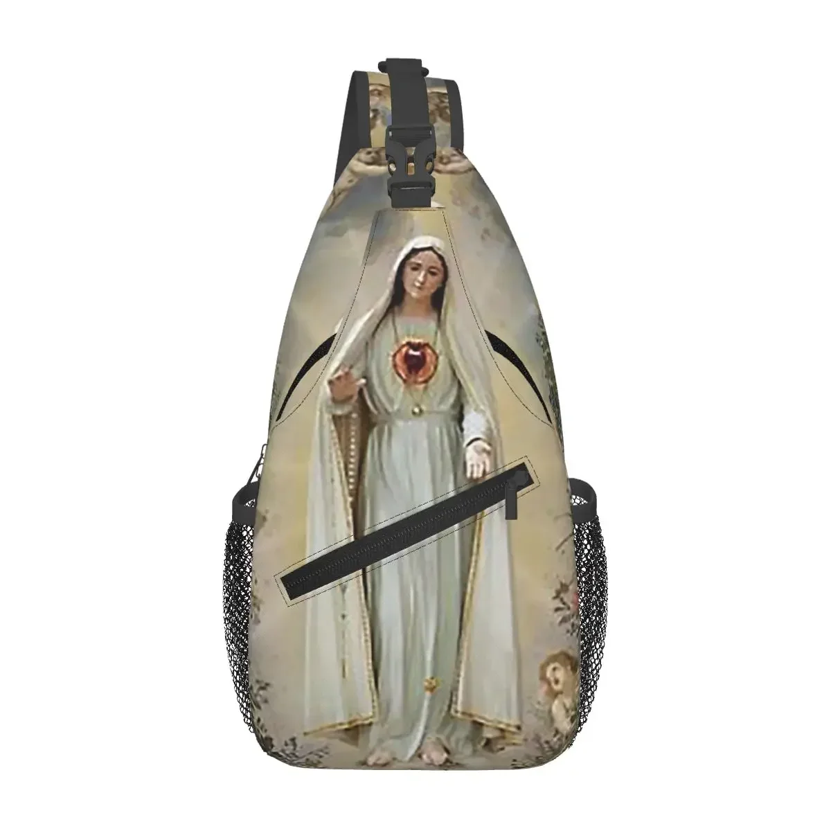 

Virgin Mary Immaculate Heart Of Mary Mother Of God Chest Bag Men Sling Crossbody Backpack Chest Bag travel Daypack Shoulder Bag