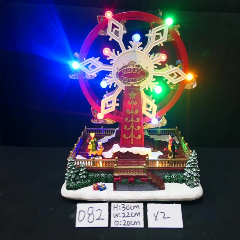 

Christmas decorations scene arrangement luminous house wooden snow house window resin ornaments tabletop ornaments