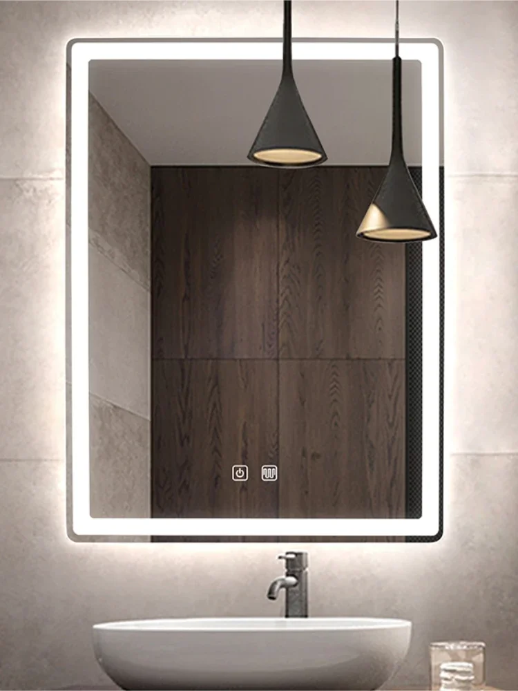 Rectangle Bathroom Smart Mirror WIth Three Color LED Light Anti-fog Makeup Mirror Backlight Touch Switch Dimming Vanity Mirrors