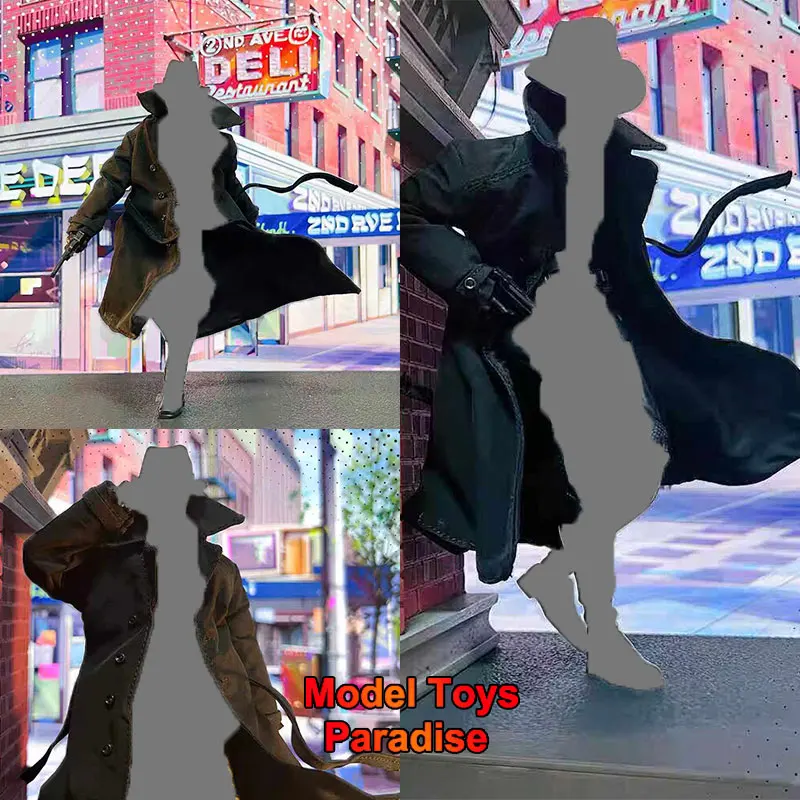 

(No Figure) 1/12 Scale Anime Noir Spider-man Soldier Black Long Lace Up Windproof Jacket Fit 6inch Action Figure Body