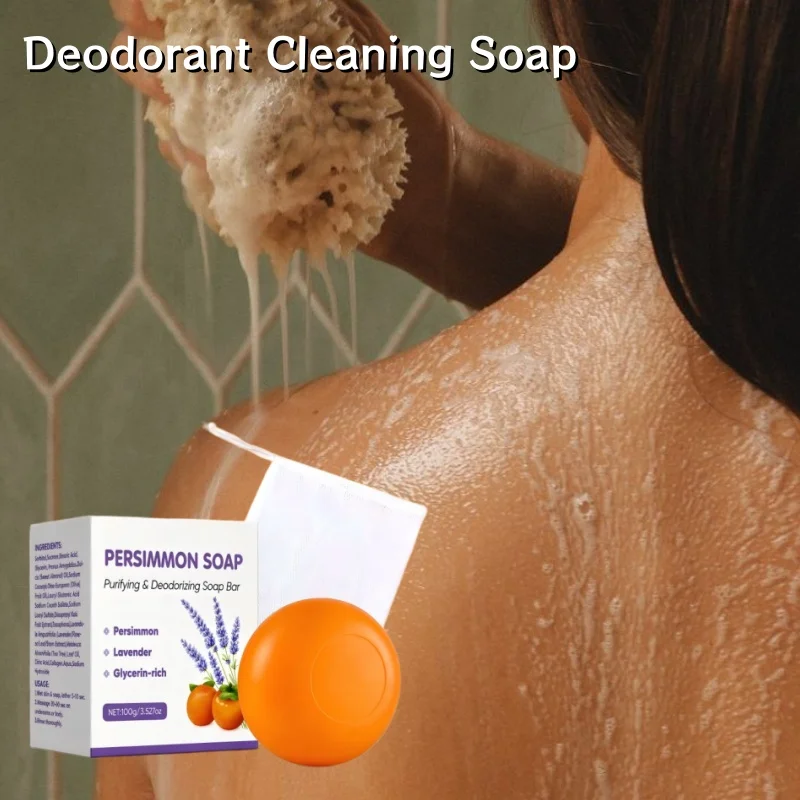 Persimmon Bath Soap 100g Effectively Remove Odors Lavender Essential Extract Lasting Deep Cleansing Refreshing For Face & Body