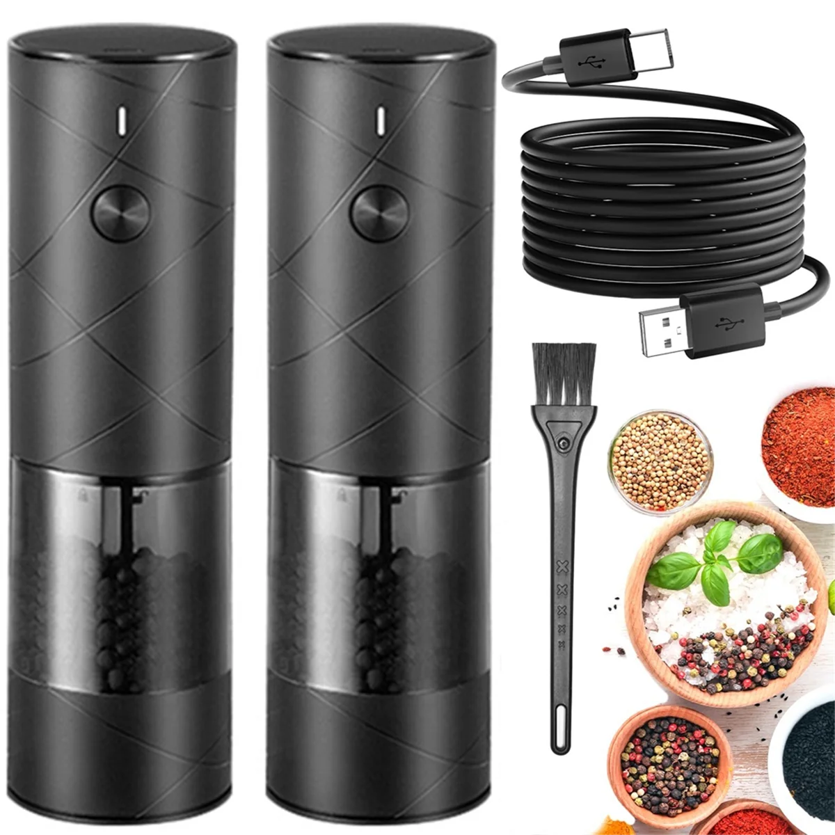 Electric Salt Pepper Grinder with Warm LED Light Adjustable Coarseness Automatic Mill Grinder for Kitchen, Restaurant-1